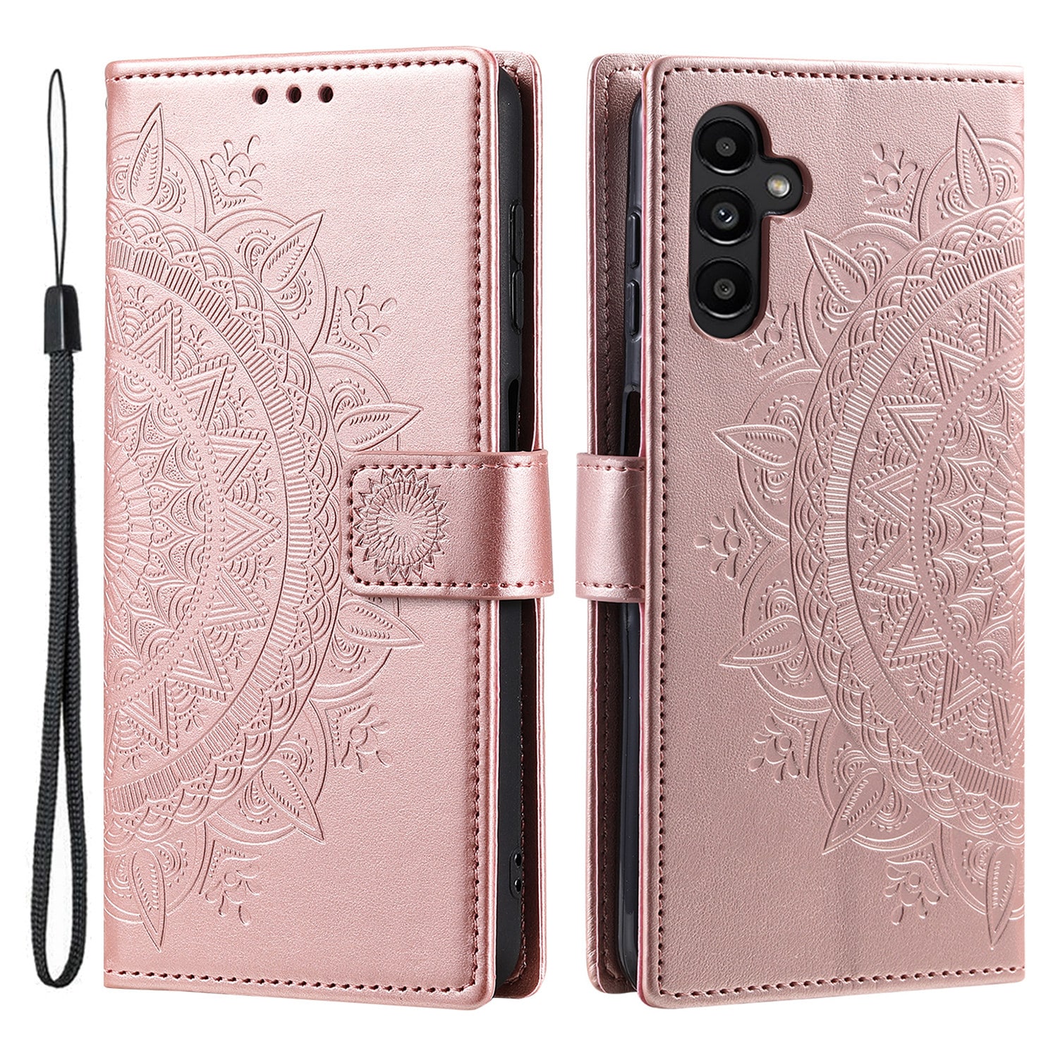 Samsung Galaxy A37 Leather Cover Mandala Rose Gold