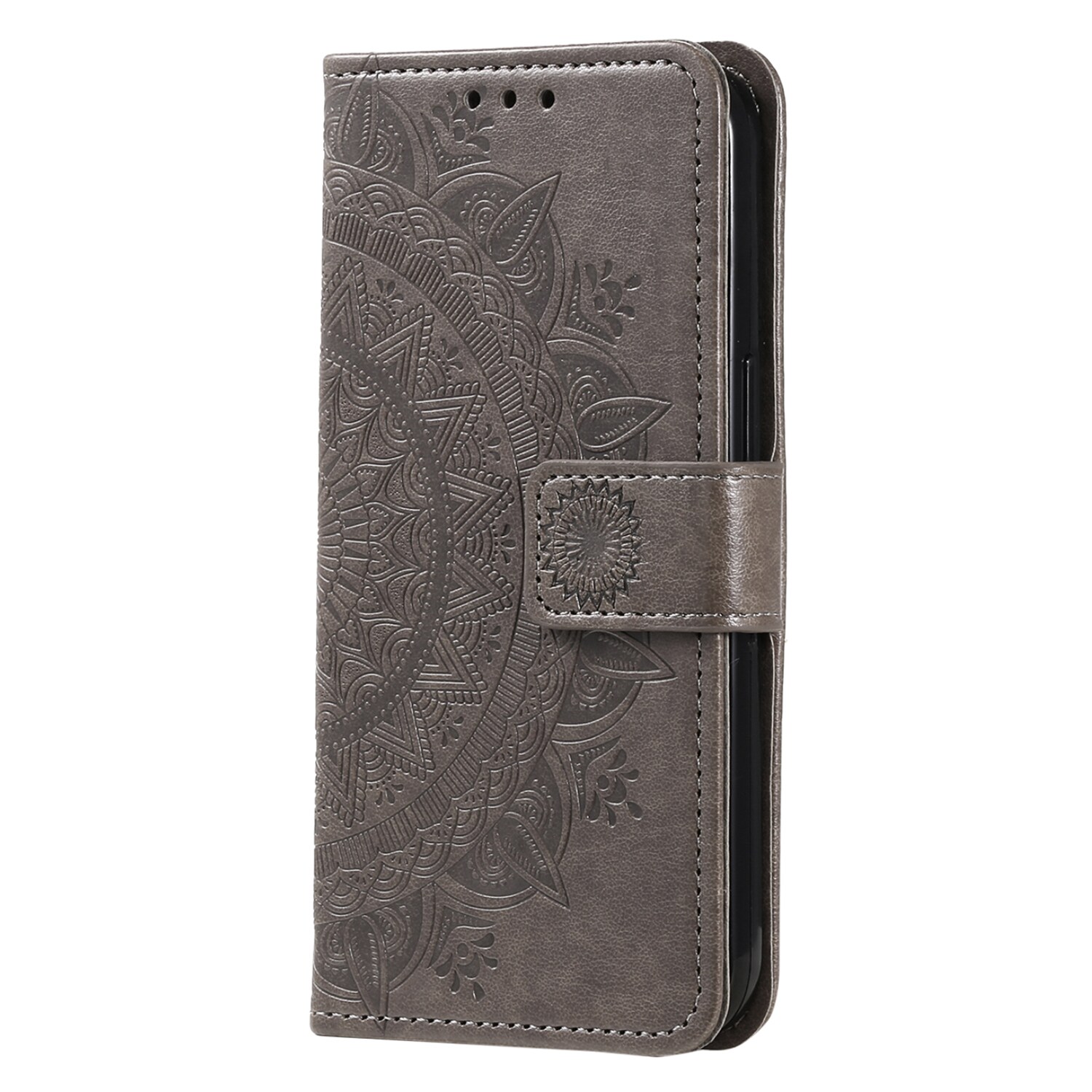 Samsung Galaxy A37 Leather Cover Mandala Grey