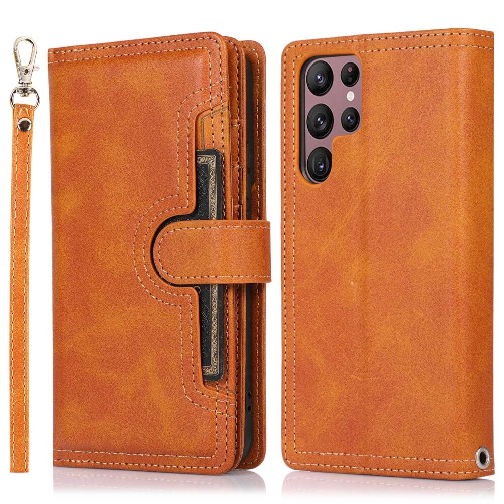 Samsung Galaxy S23 Ultra Multi-slot Leather Cover Brown