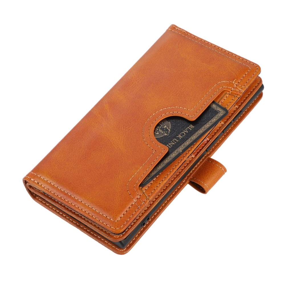 Samsung Galaxy S23 Ultra Multi-slot Leather Cover Brown
