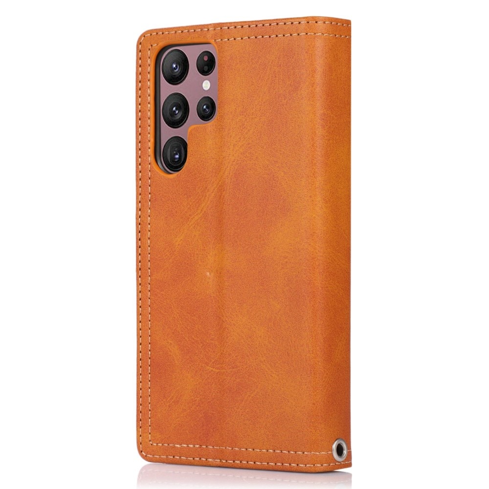 Samsung Galaxy S23 Ultra Multi-slot Leather Cover Brown