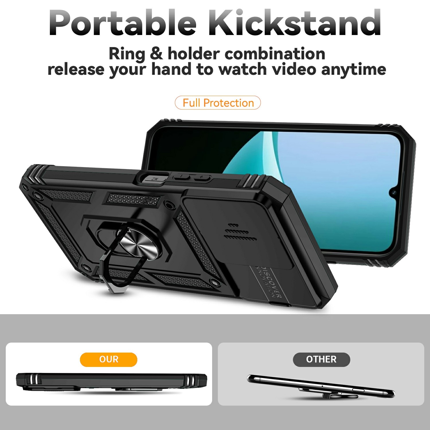 Xiaomi Redmi 15C Hybrid Case Tech Ring w. Camera Protector Black