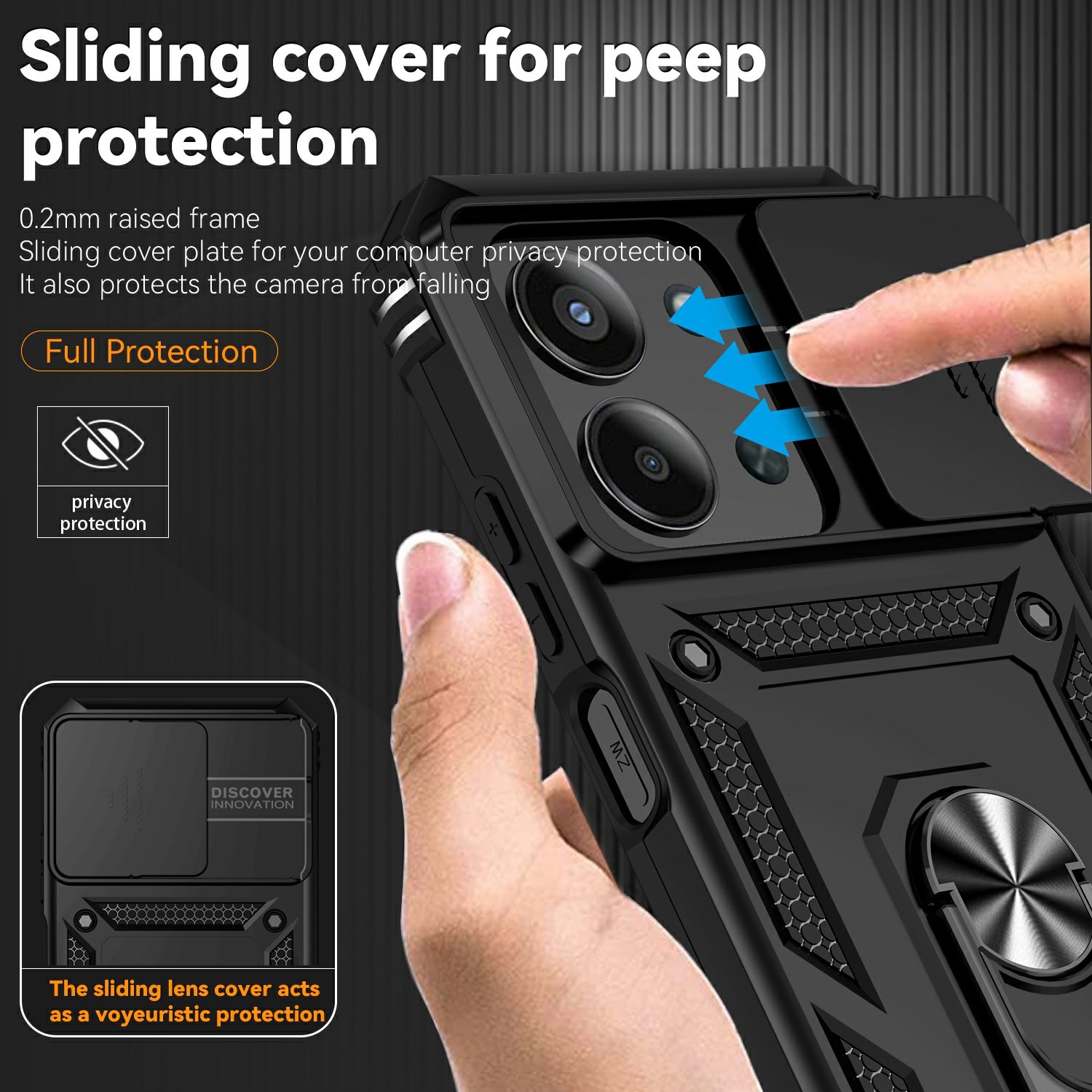 Xiaomi Redmi 15C Hybrid Case Tech Ring w. Camera Protector Black