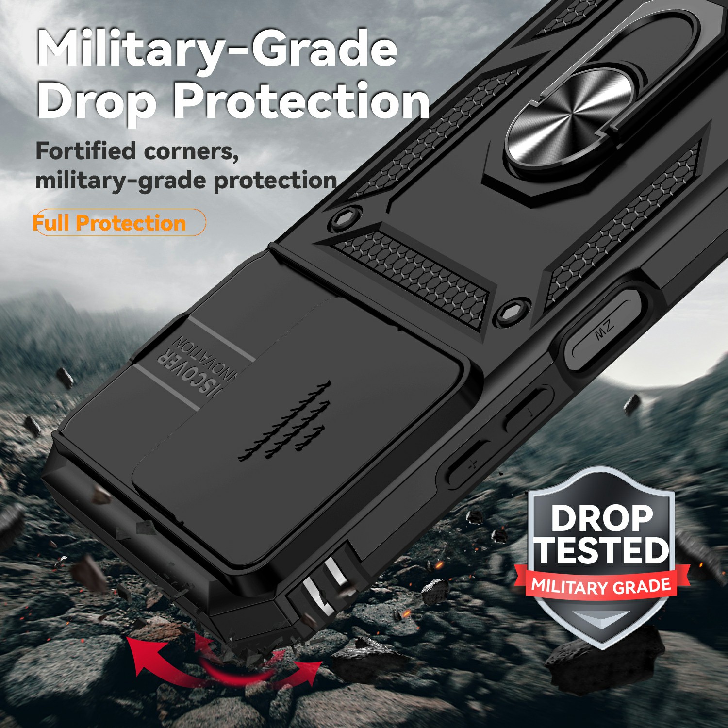 Xiaomi Redmi 15C Hybrid Case Tech Ring w. Camera Protector Black