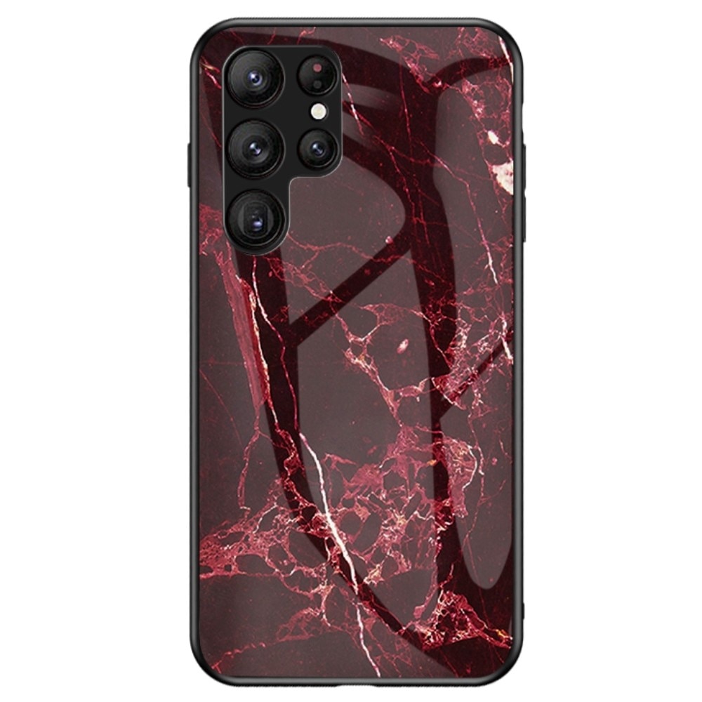 Samsung Galaxy S23 Ultra Tempered Glass Case Red Marble