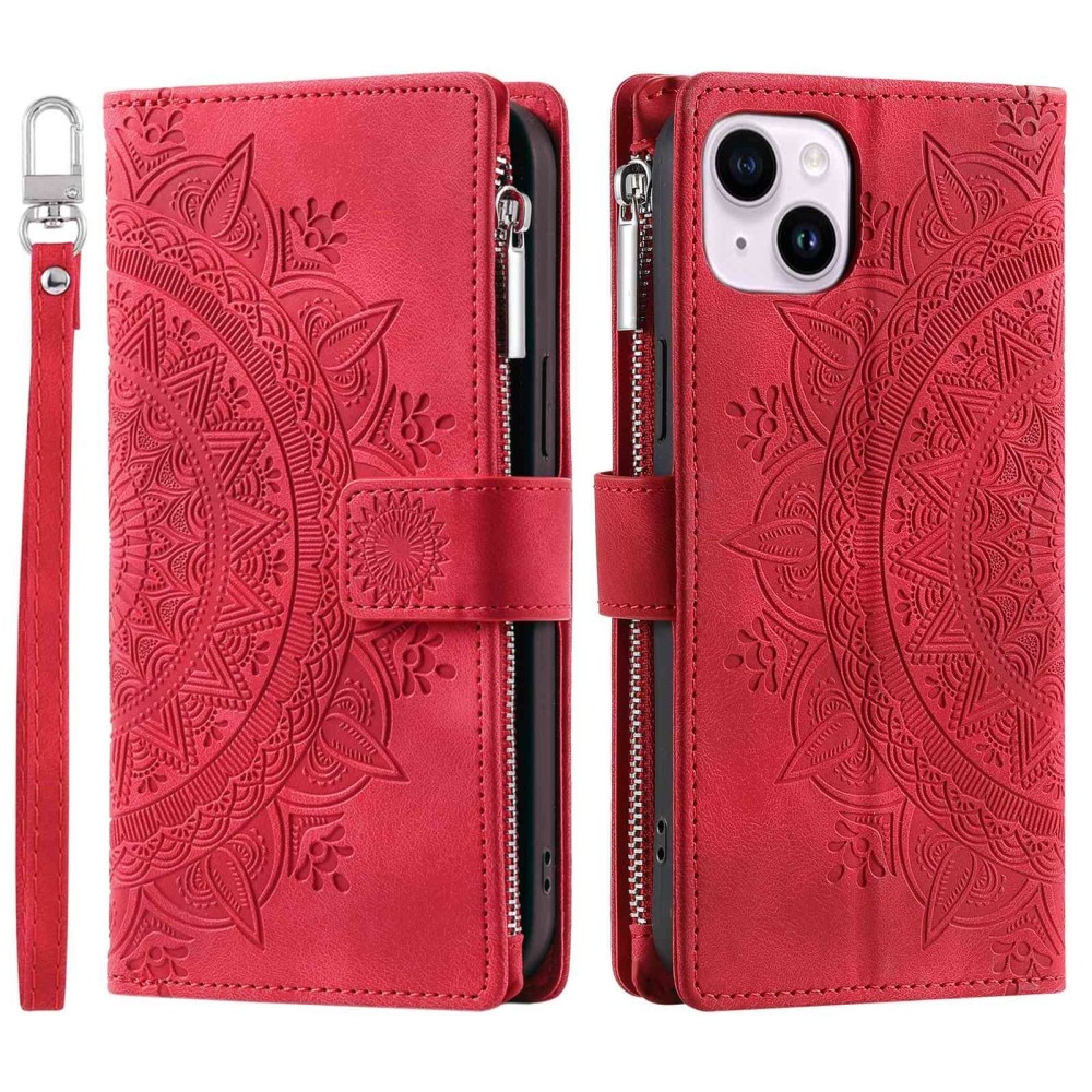 iPhone 14 Wallet/Purse Mandala Red