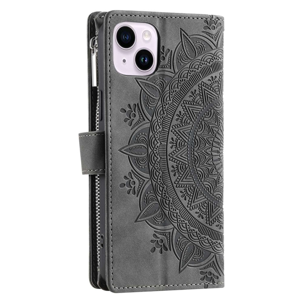 iPhone 14 Wallet/Purse Mandala Grey