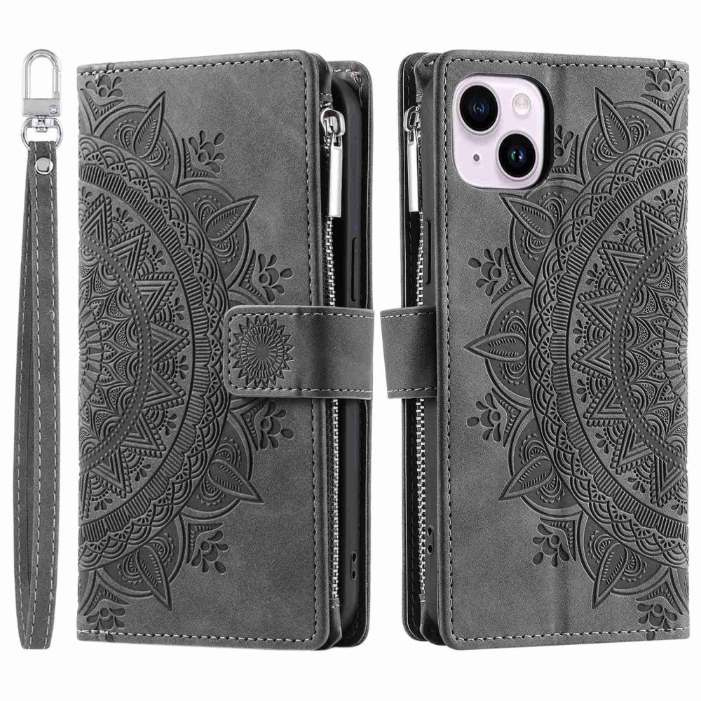 iPhone 14 Wallet/Purse Mandala Grey