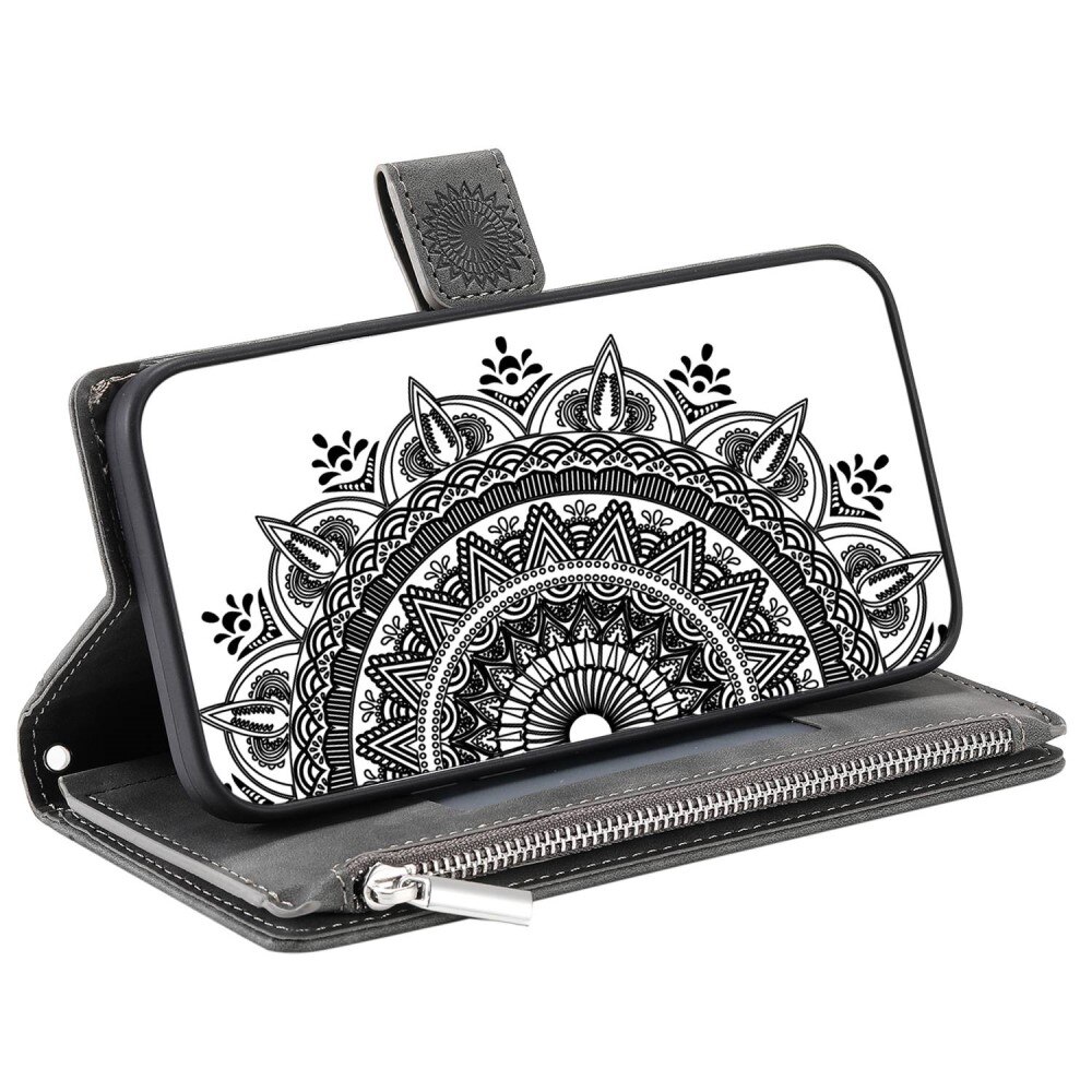 iPhone 14 Wallet/Purse Mandala Grey