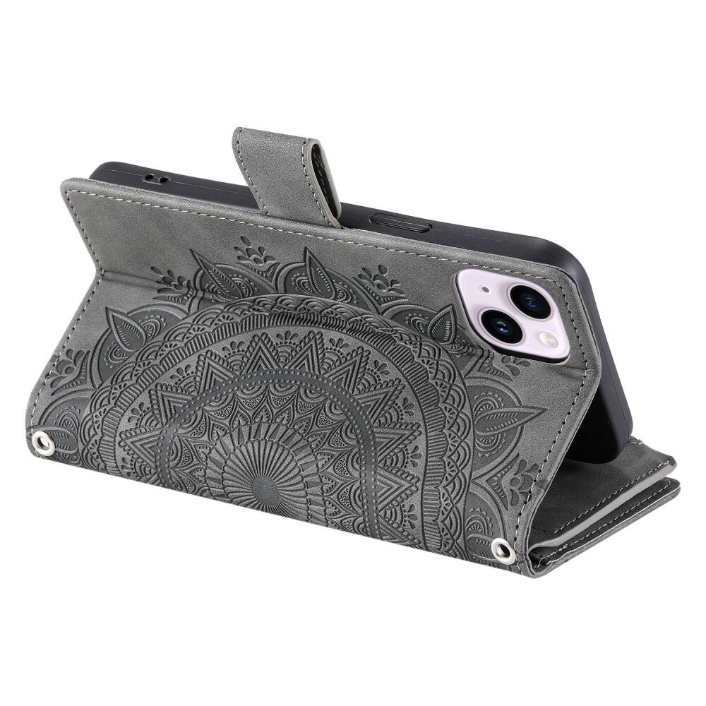 iPhone 14 Wallet/Purse Mandala Grey