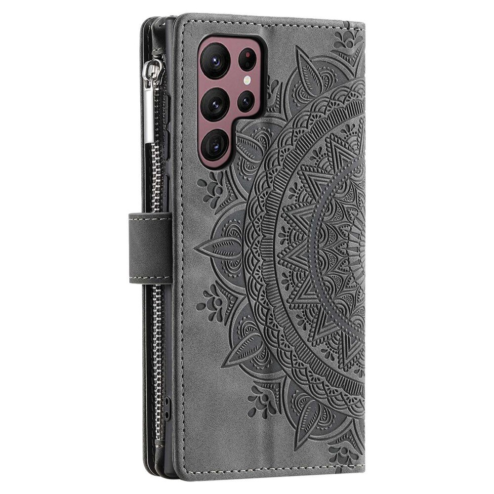 Samsung Galaxy S23 Ultra Wallet/Purse Mandala Grey