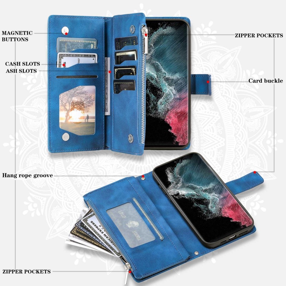 Samsung Galaxy S23 Ultra Wallet/Purse Mandala Blue