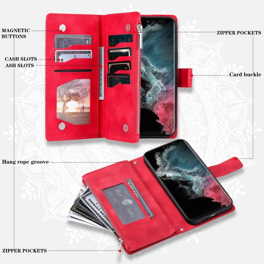 Samsung Galaxy S23 Ultra Wallet/Purse Mandala Red