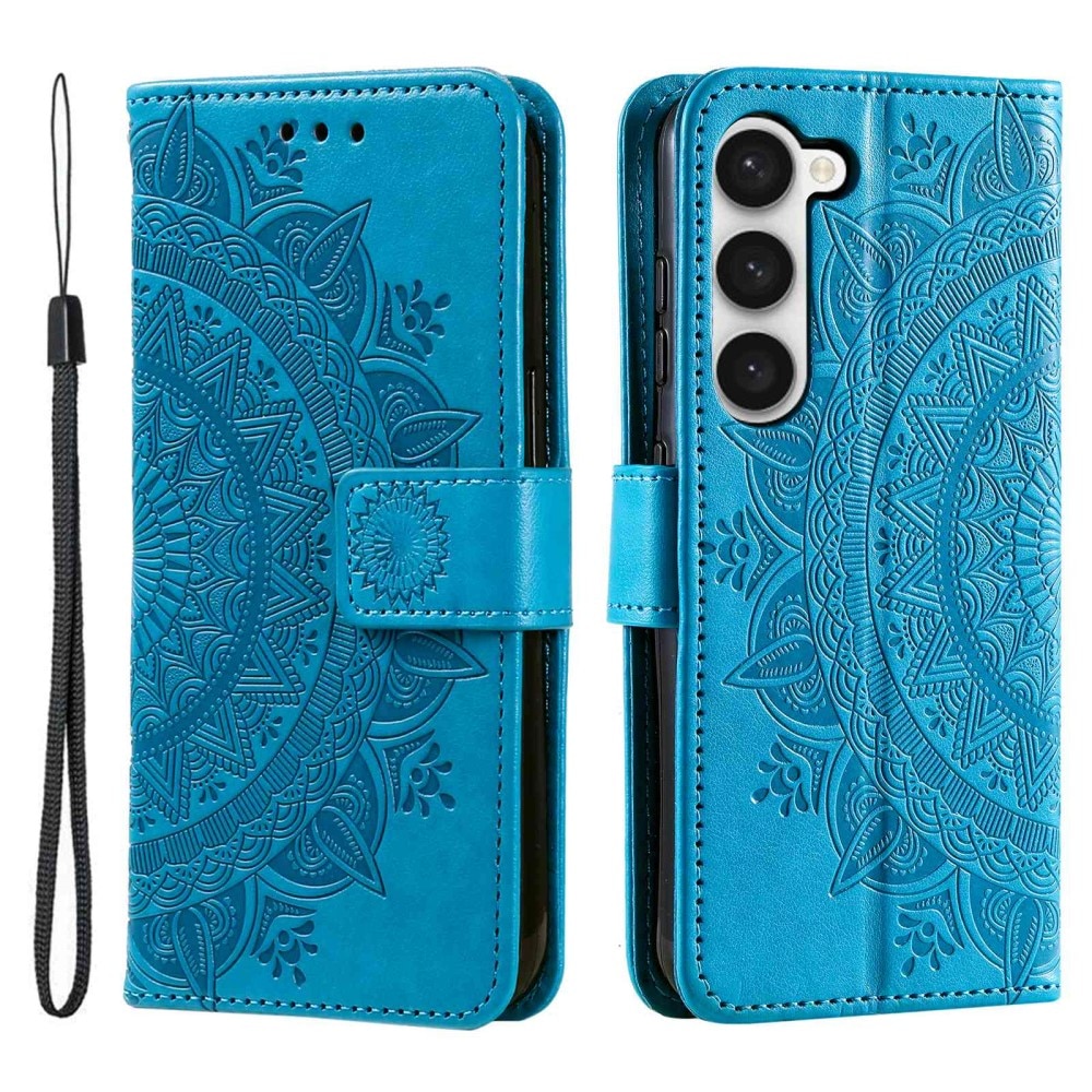 Samsung Galaxy S23 Leather Cover Mandala Blue