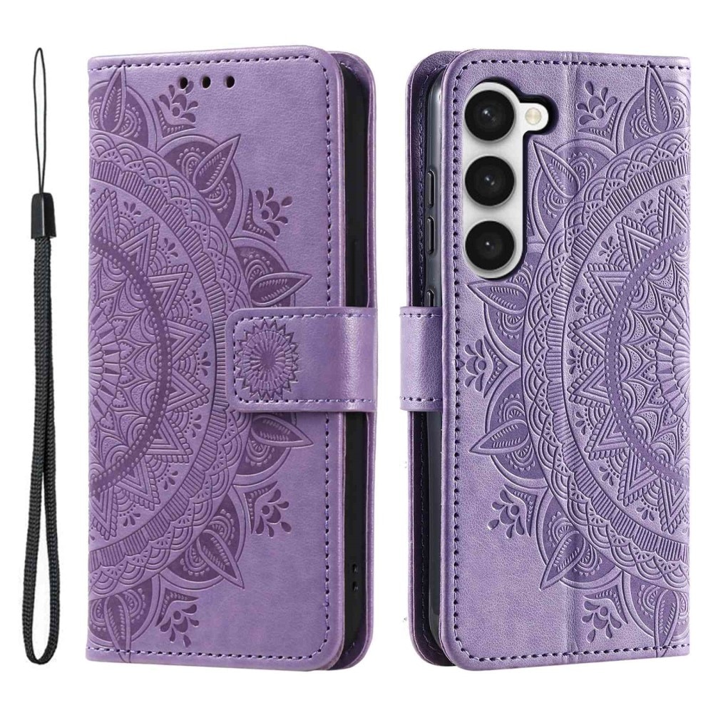 Samsung Galaxy S23 Leather Cover Mandala Purple