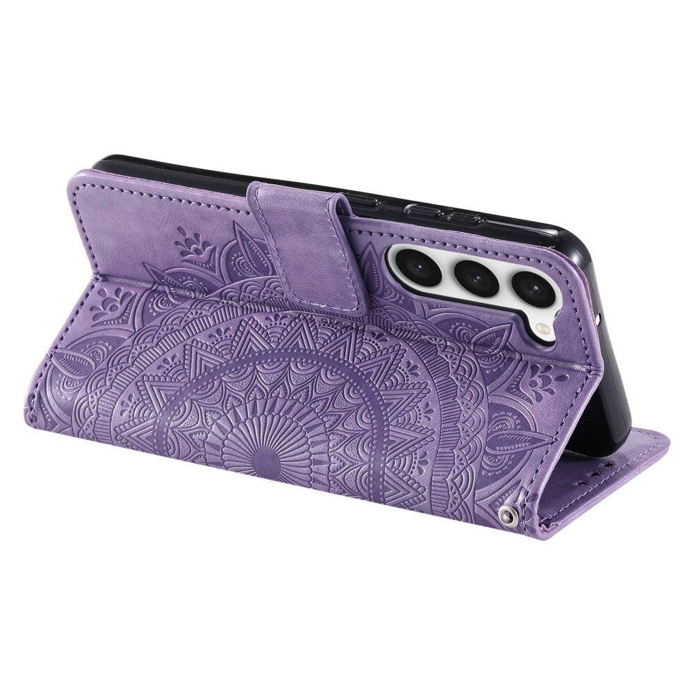 Samsung Galaxy S23 Leather Cover Mandala Purple