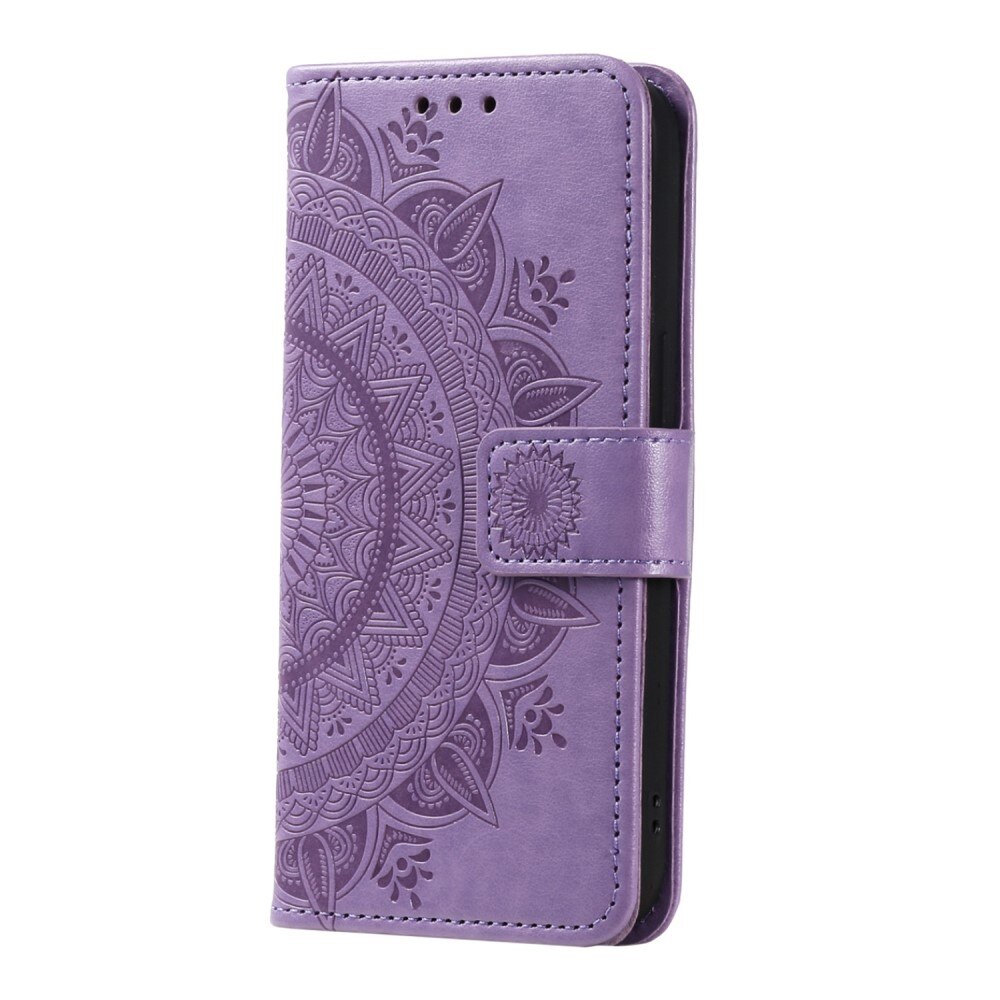 Samsung Galaxy S23 Leather Cover Mandala Purple