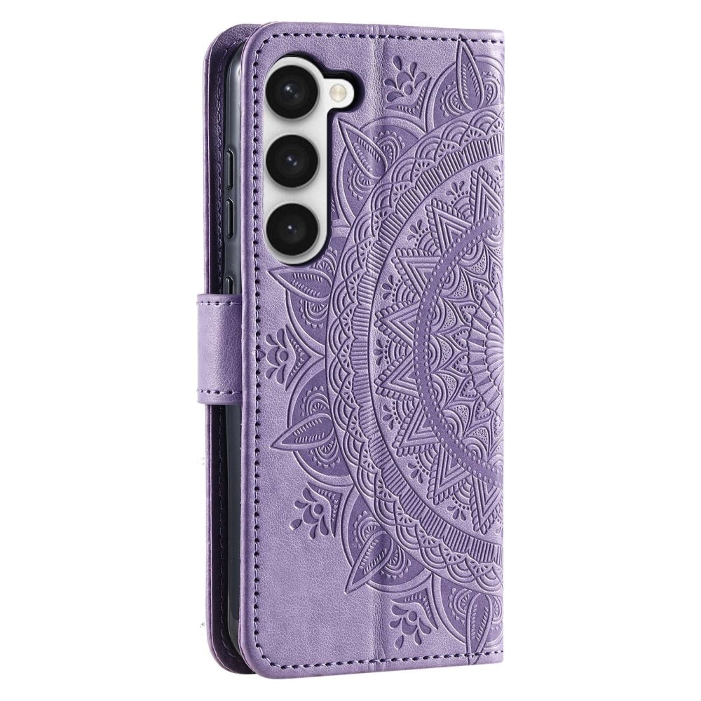 Samsung Galaxy S23 Leather Cover Mandala Purple