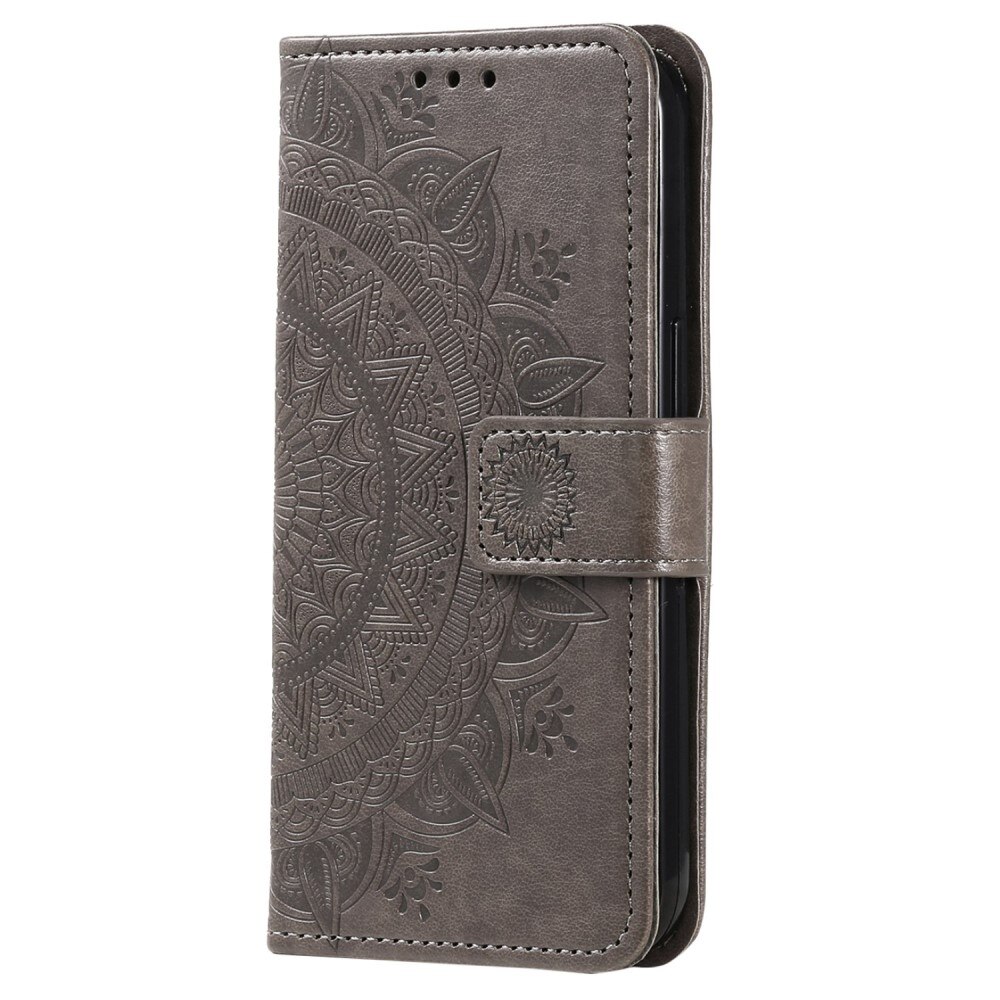 Samsung Galaxy S23 Leather Cover Mandala Grey