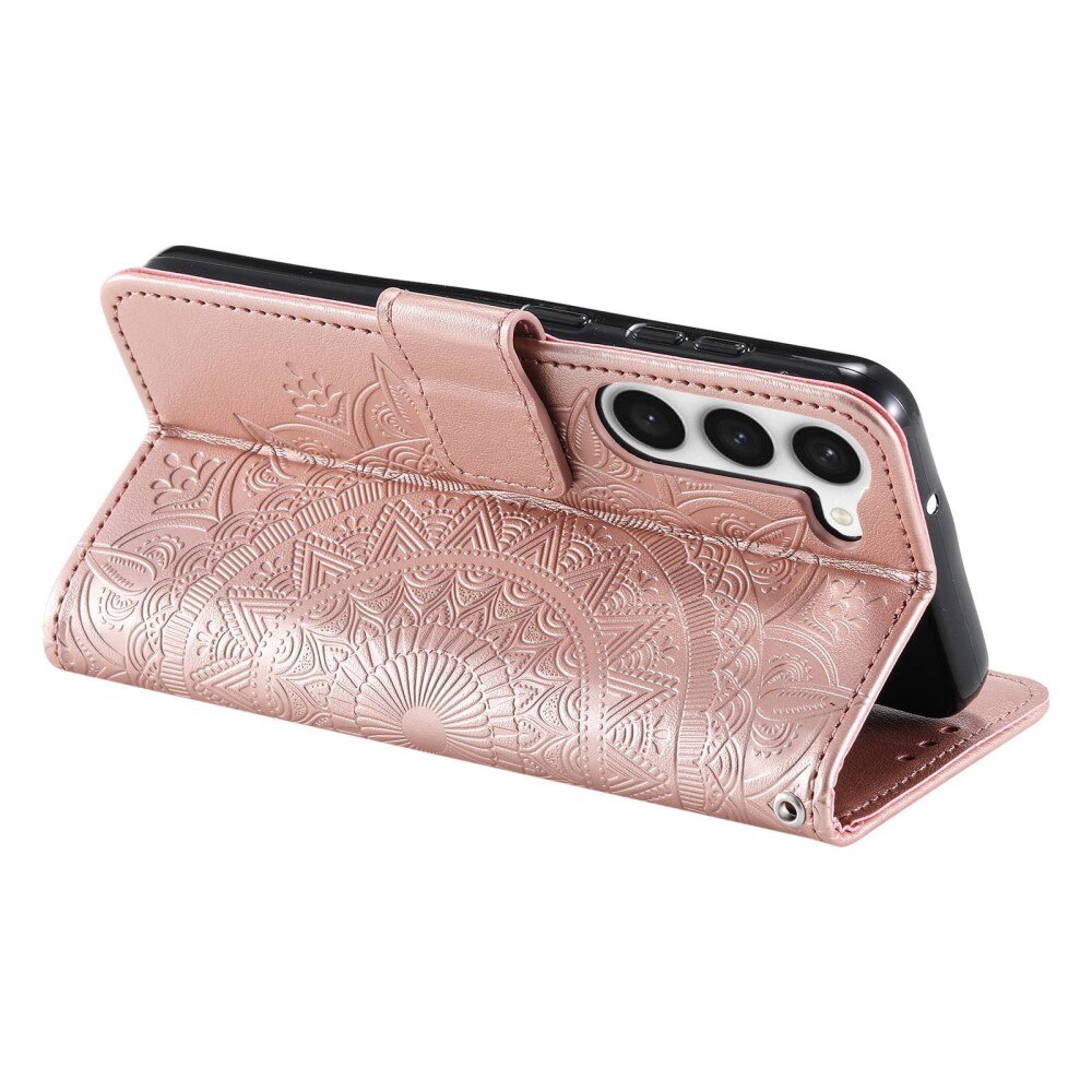 Samsung Galaxy S23 Leather Cover Mandala Pink Gold