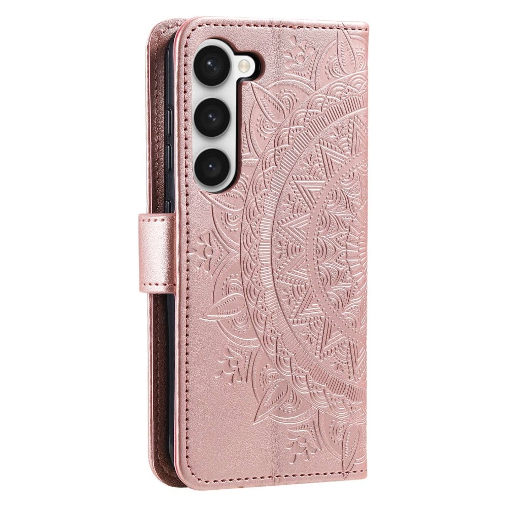 Samsung Galaxy S23 Leather Cover Mandala Pink Gold