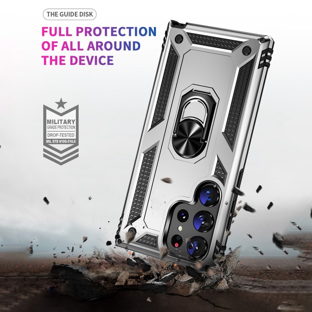 Samsung Galaxy S23 Ultra Hybrid Case Tech Ring Silver