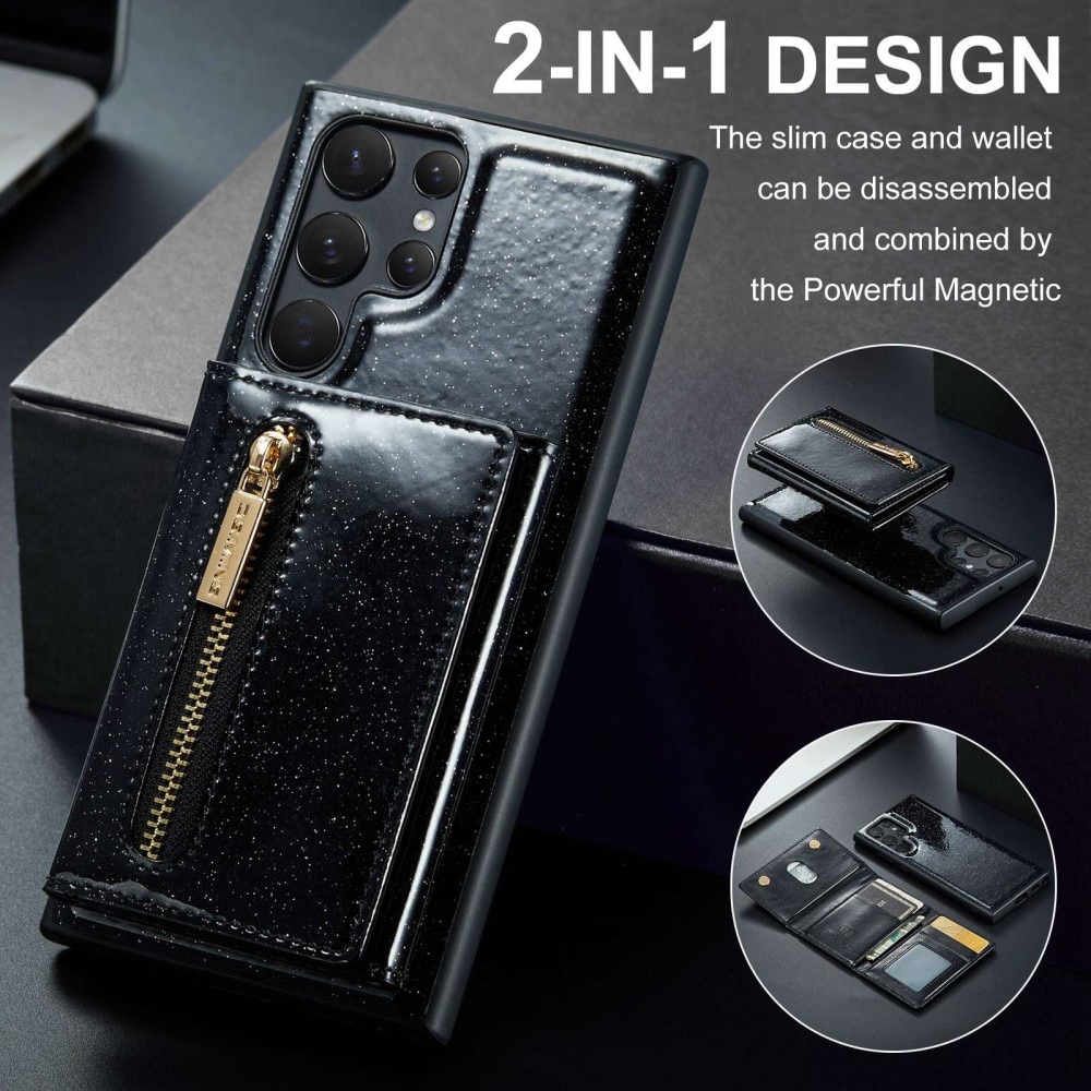 Samsung Galaxy S23 Ultra Magnetic Card Slot Case Glitter Black