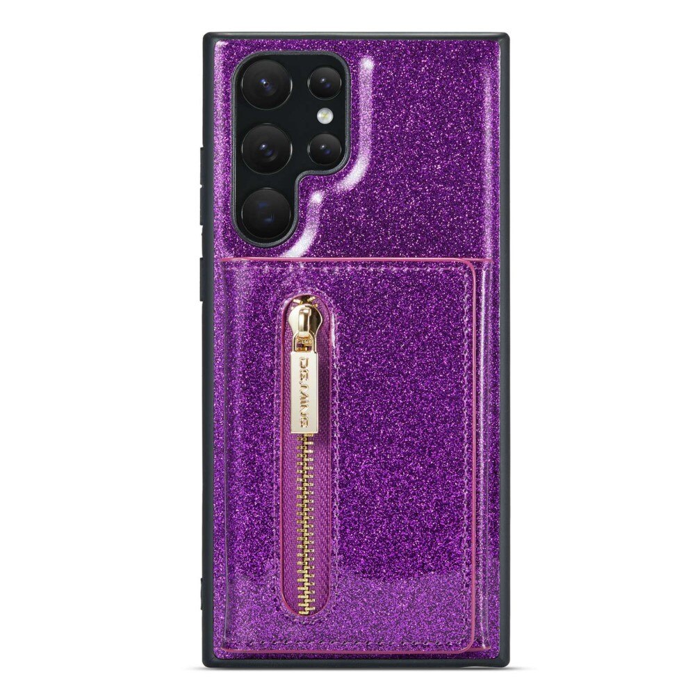 Samsung Galaxy S23 Ultra Magnetic Card Slot Case Glitter Purple