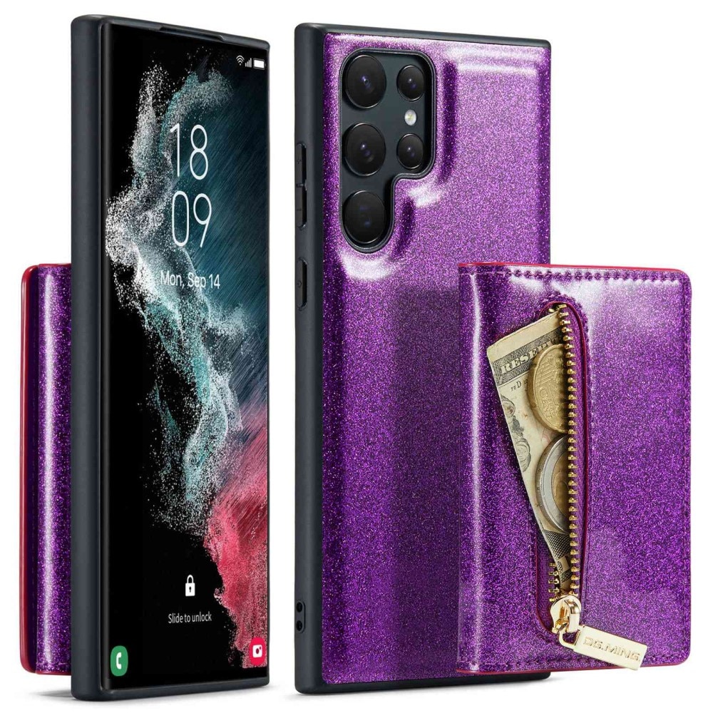 Samsung Galaxy S23 Ultra Magnetic Card Slot Case Glitter Purple