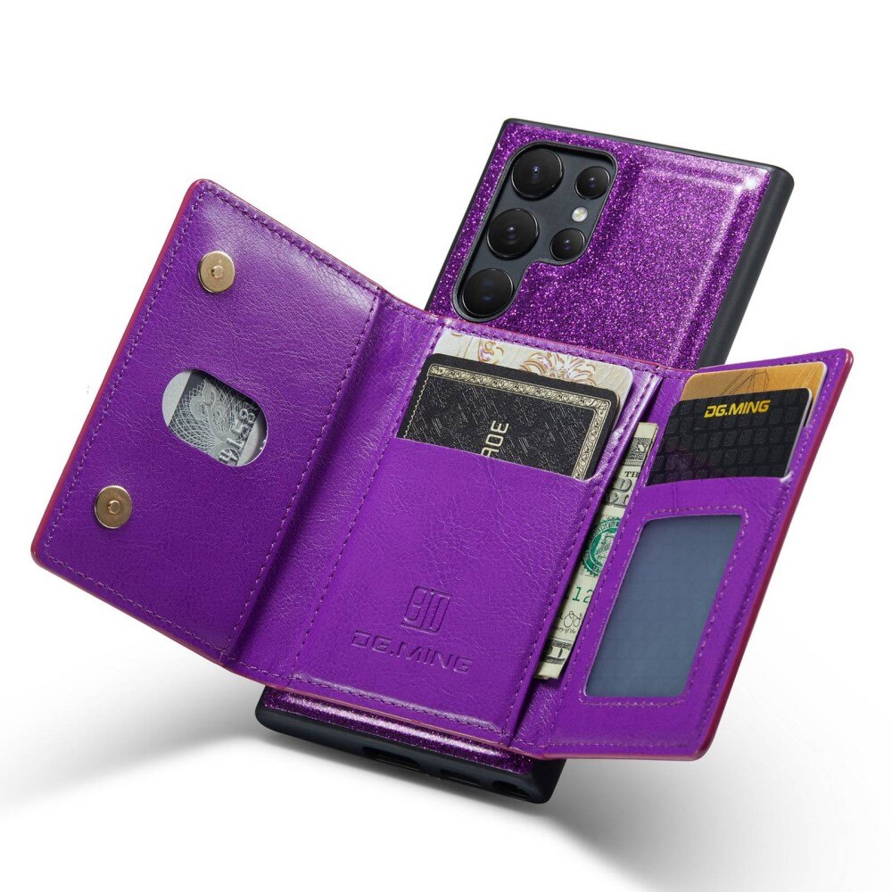 Samsung Galaxy S23 Ultra Magnetic Card Slot Case Glitter Purple