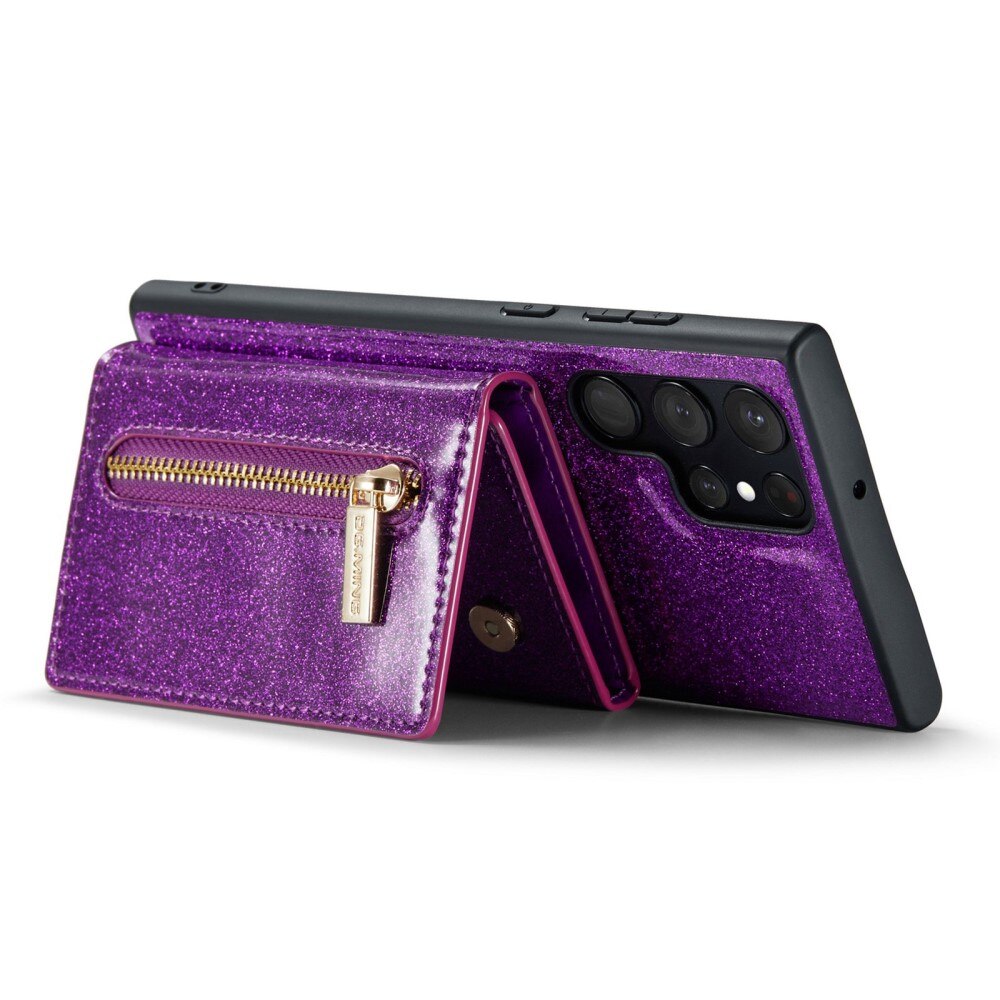 Samsung Galaxy S23 Ultra Magnetic Card Slot Case Glitter Purple