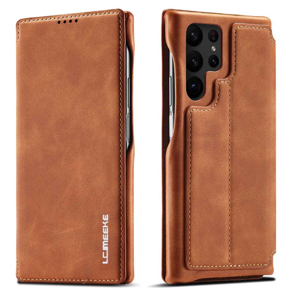 Samsung Galaxy S23 Ultra Slim Wallet Case cognac