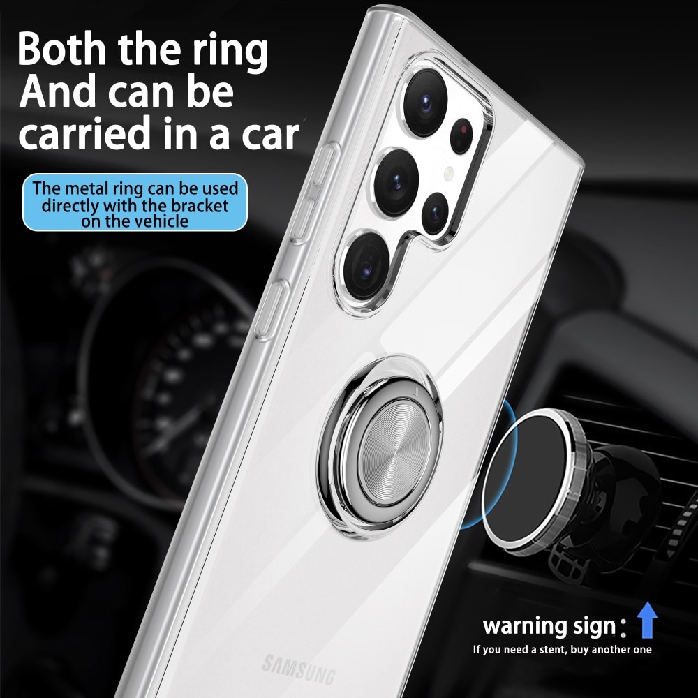 Samsung Galaxy S23 Ultra Finger Ring Kickstand Case Transparant
