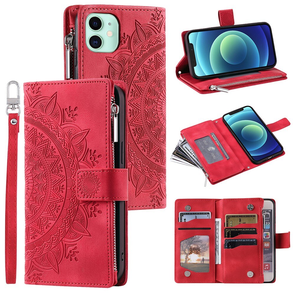 iPhone 12 Mini Wallet/Purse Mandala Red