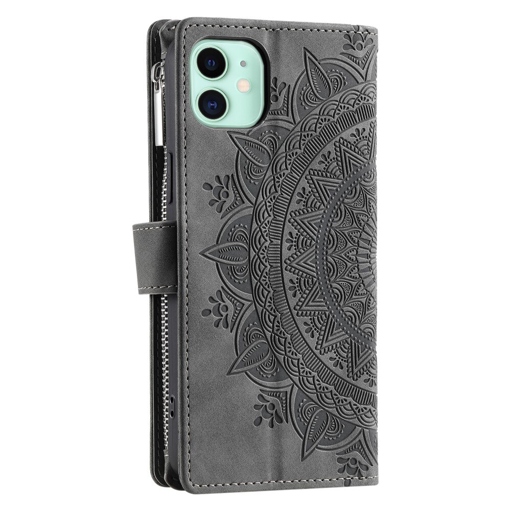 iPhone 12 Mini Wallet/Purse Mandala Grey