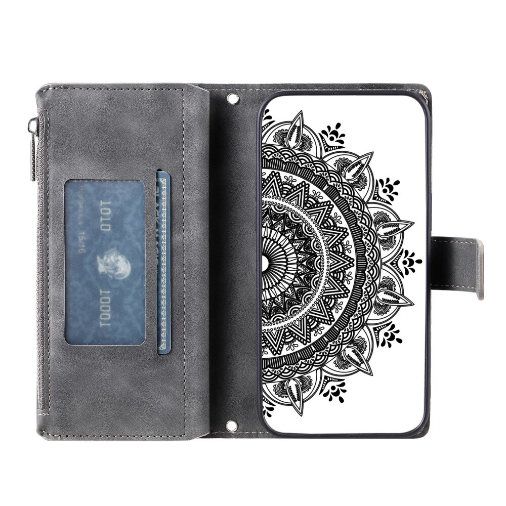 iPhone 12 Mini Wallet/Purse Mandala Grey