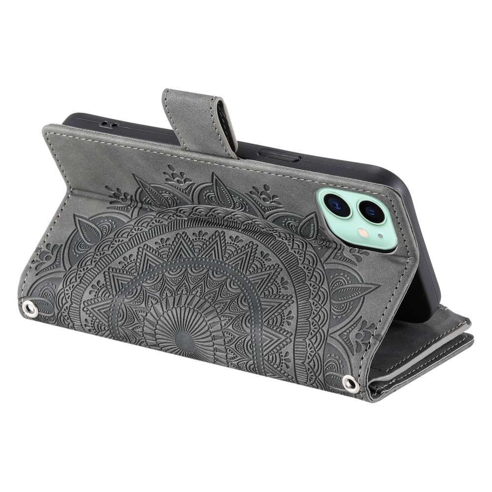 iPhone 12 Mini Wallet/Purse Mandala Grey