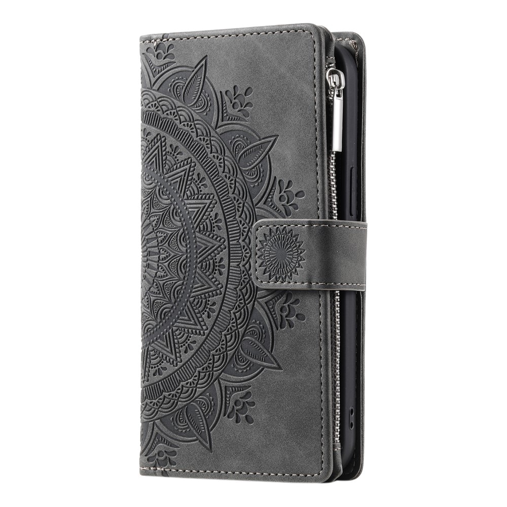 iPhone 12 Mini Wallet/Purse Mandala Grey