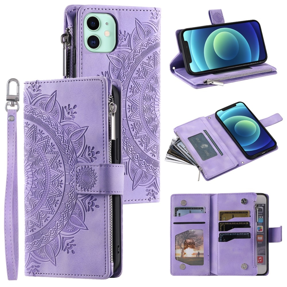 iPhone 12 Mini Wallet/Purse Mandala Purple