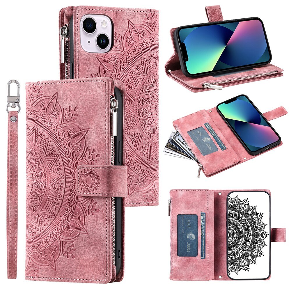 iPhone 13 Mini Wallet/Purse Mandala Pink