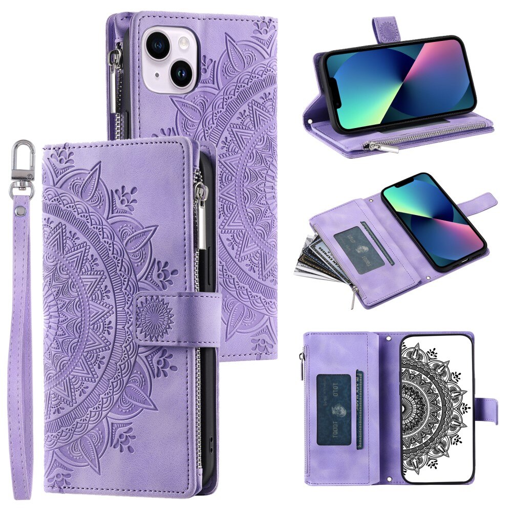 iPhone 13 Mini Wallet/Purse Mandala Purple