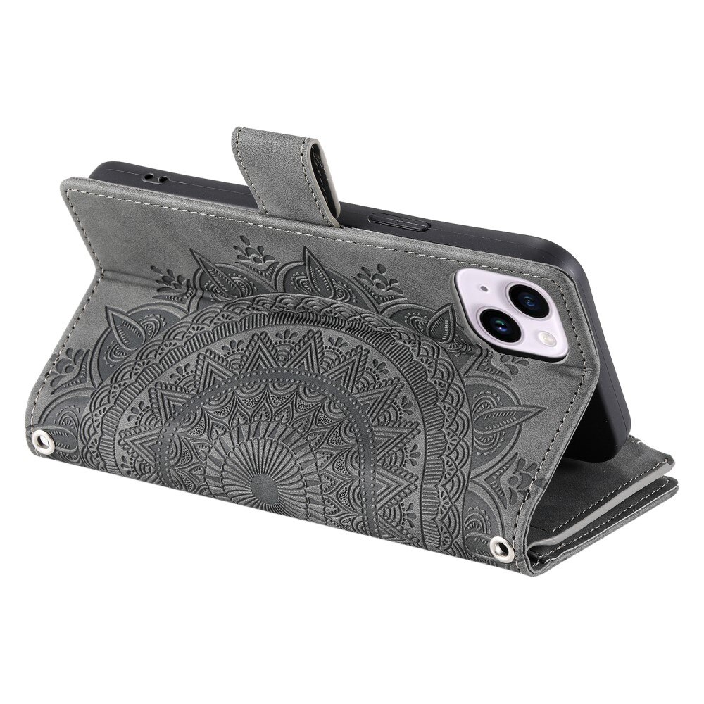 iPhone 13 Mini Wallet/Purse Mandala Grey