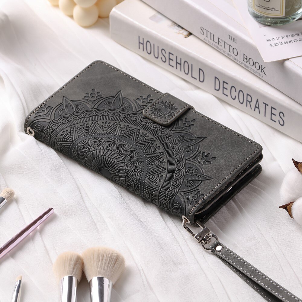 iPhone 13 Mini Wallet/Purse Mandala Grey