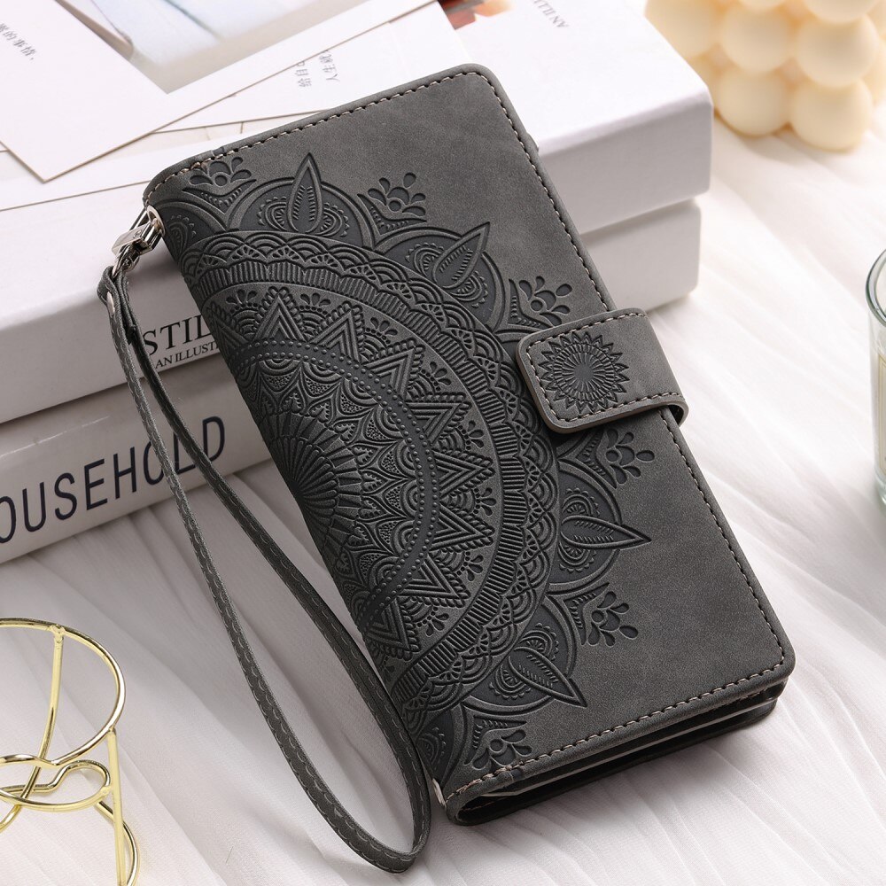 iPhone 13 Mini Wallet/Purse Mandala Grey