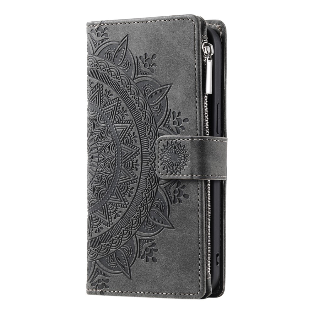 iPhone 13 Mini Wallet/Purse Mandala Grey