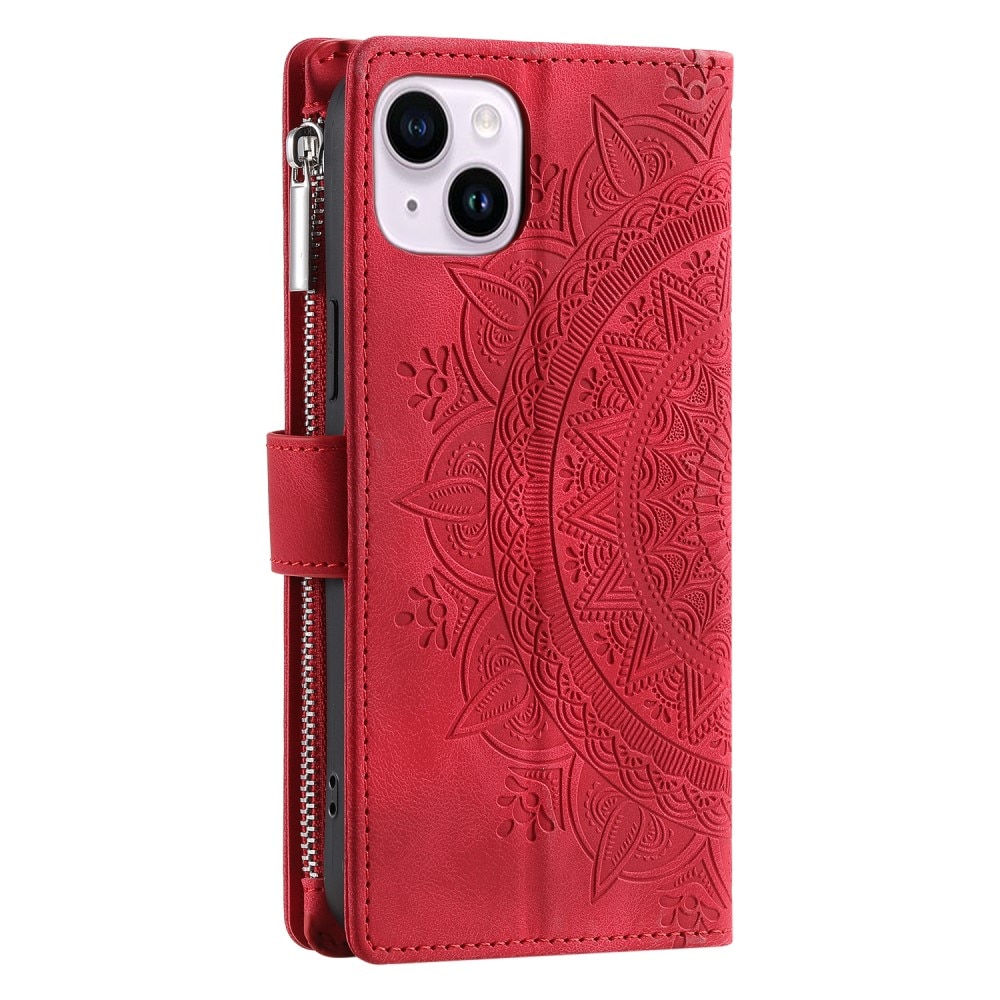 iPhone 13 Mini Wallet/Purse Mandala Red