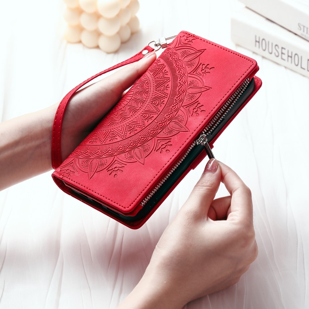 iPhone 13 Mini Wallet/Purse Mandala Red