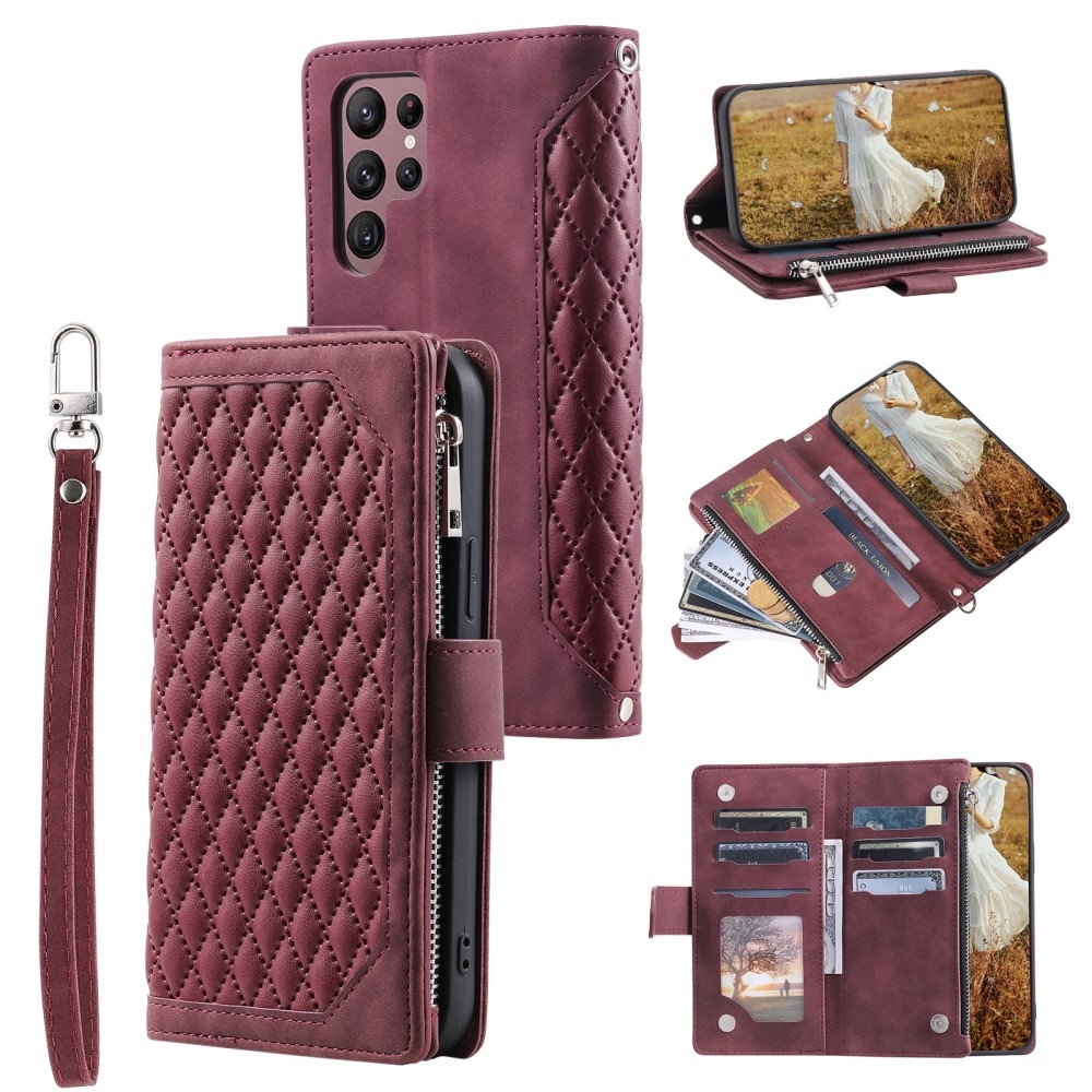 Samsung Galaxy S23 Ultra Wallet/Purse Quilted Red