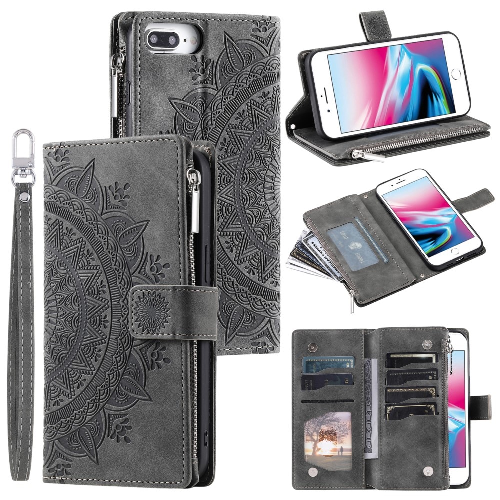 iPhone 7 Plus/8 Plus Wallet/Purse Mandala Grey