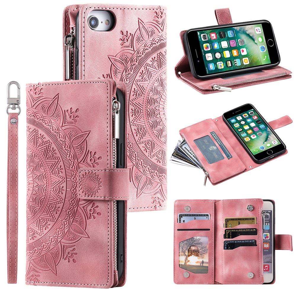 iPhone 7/8/SE Wallet/Purse Mandala Pink